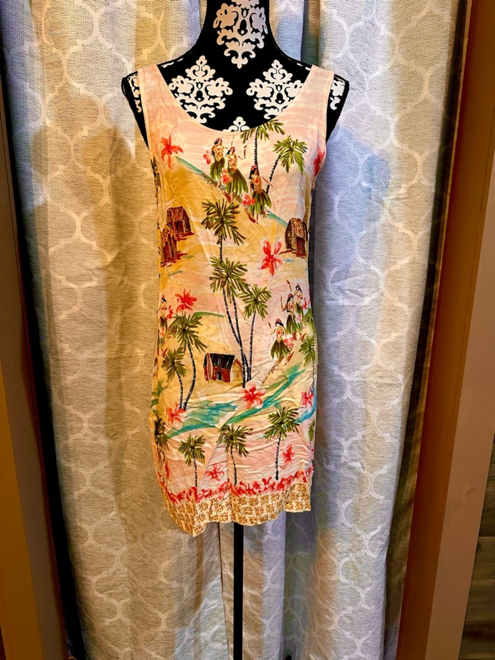 Vintage Weekend Traffic Tropical Palm Print Floral  Sundress size S